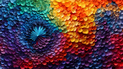 Abstrakter Hintergrund Motiv für Drucksachen und Webdesign in bunten Farben als Fraktal und Mosaik Explosion, ai generativ - obrazy, fototapety, plakaty