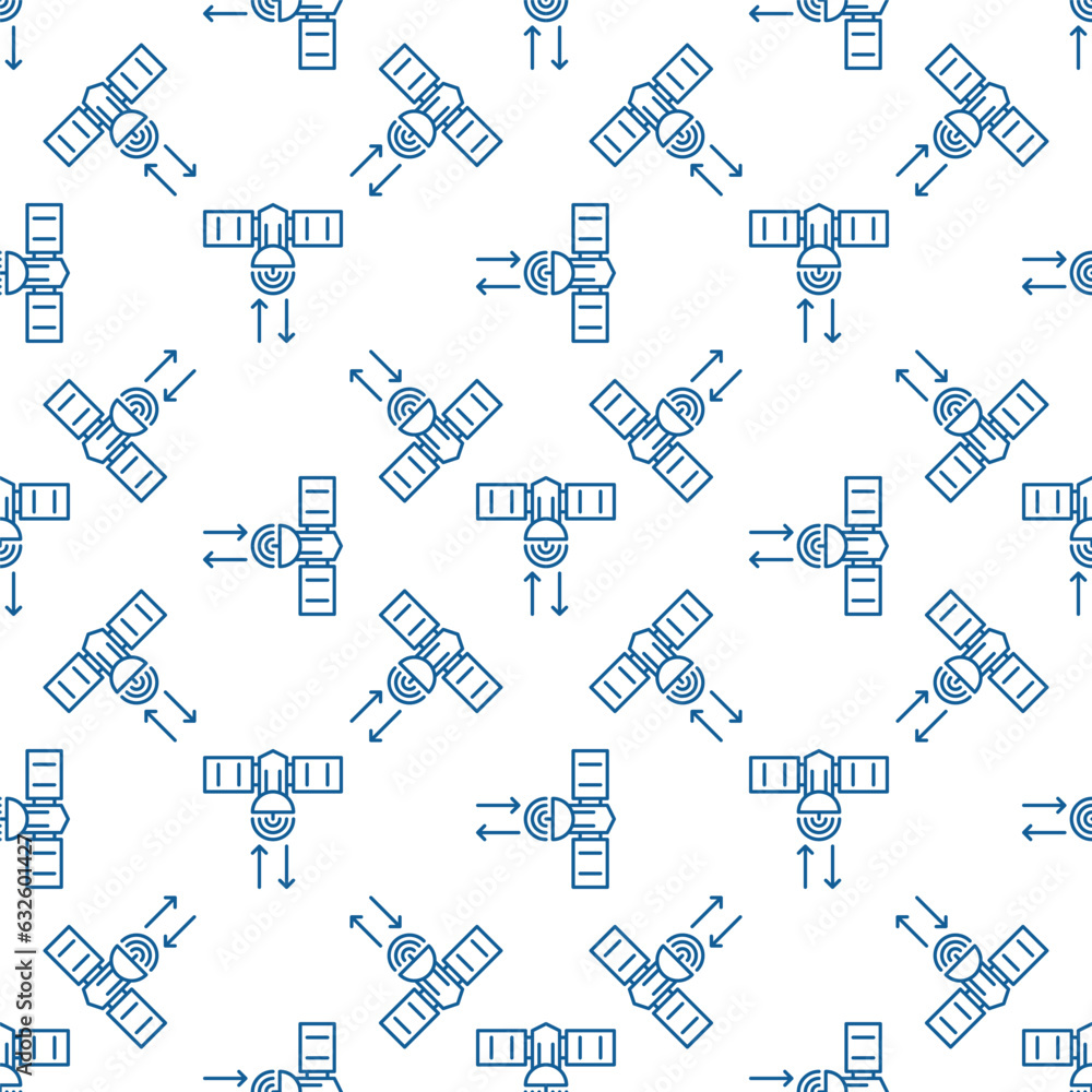 Poster satellite with arrows vector concept line seamless pattern