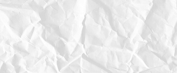 White paper is crumpled, background for various purposes, horizontal view white paper texture and background, crumpled white paper texture background.
