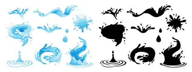 Water and juice splash liquide. Vector Illustration. A dripped droplet, delicate dancer in ballet of fluids A spill shape, unexpected art form from moment of chaos A water splash, celebration