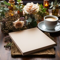 Layout design, a layout template showing off blank square paper. Generated by AI