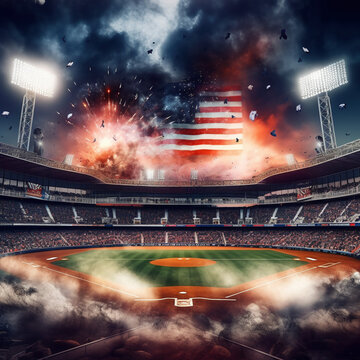 baseball stadium background american flag