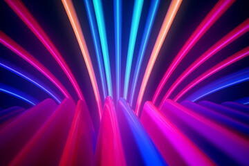 Glowing and colorful or colourful neon lines background