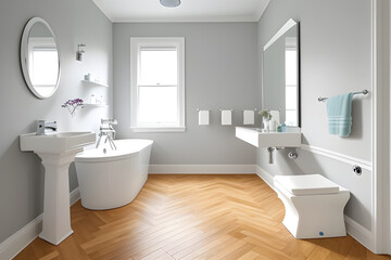 Fototapeta na wymiar modern bathroom interior with bathroom generative, AI