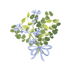 Vector floral bouquet with eucalyptus leaves illustration