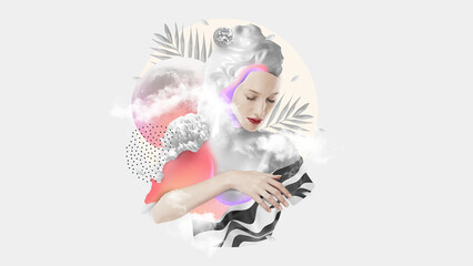 Abstract portrait of a woman on flat background © Mariusz