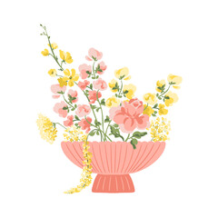 Vector bouquet of flowers in vase