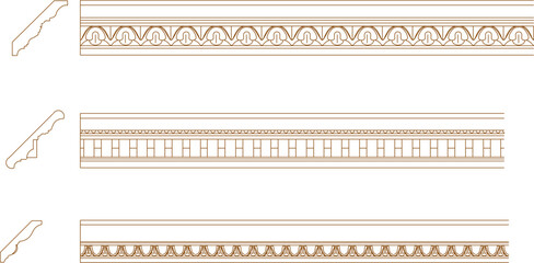 Vector sketch illustration of classic roman greek detailed cornices design