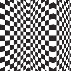 Black and white chessboard pattern with riso print effect vector illustration.