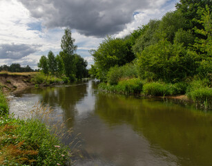 Fototapeta na wymiar Summer landscape with the river