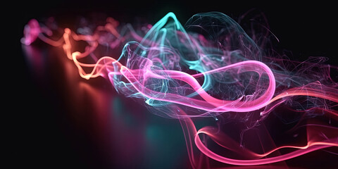 Purple Color Neon Liquid Smoke Very Detailed Abstract Background AI Generative
