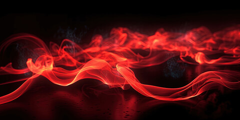 Red Color Neon Liquid Smoke Very Detailed Abstract Background AI Generative