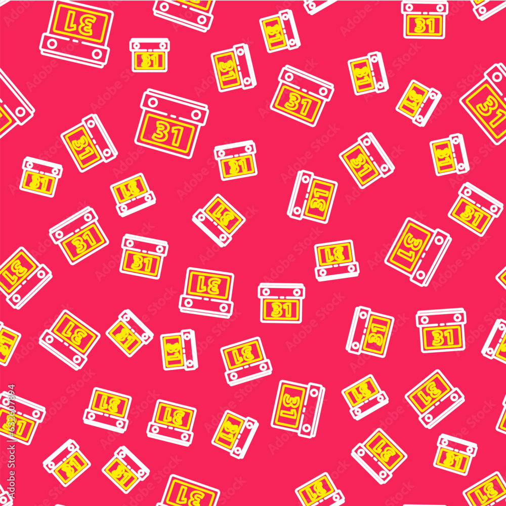 Poster line calendar icon isolated seamless pattern on red background. event reminder symbol. vector