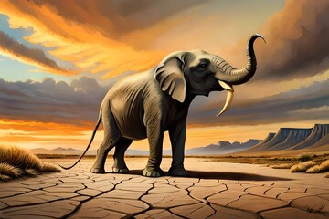Fototapeta na wymiar An elephant facing drought