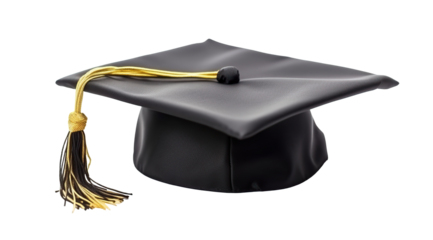 Student graduation cap isolated on white or transparent background cutout. Generative AI
