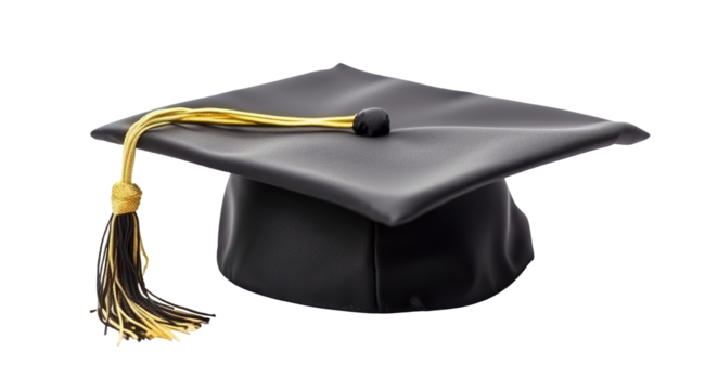 Student graduation cap isolated on white or transparent background cutout. Generative AI