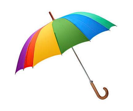 Multicolor umbrella isolated on white or transparent background cutout. Generative AI