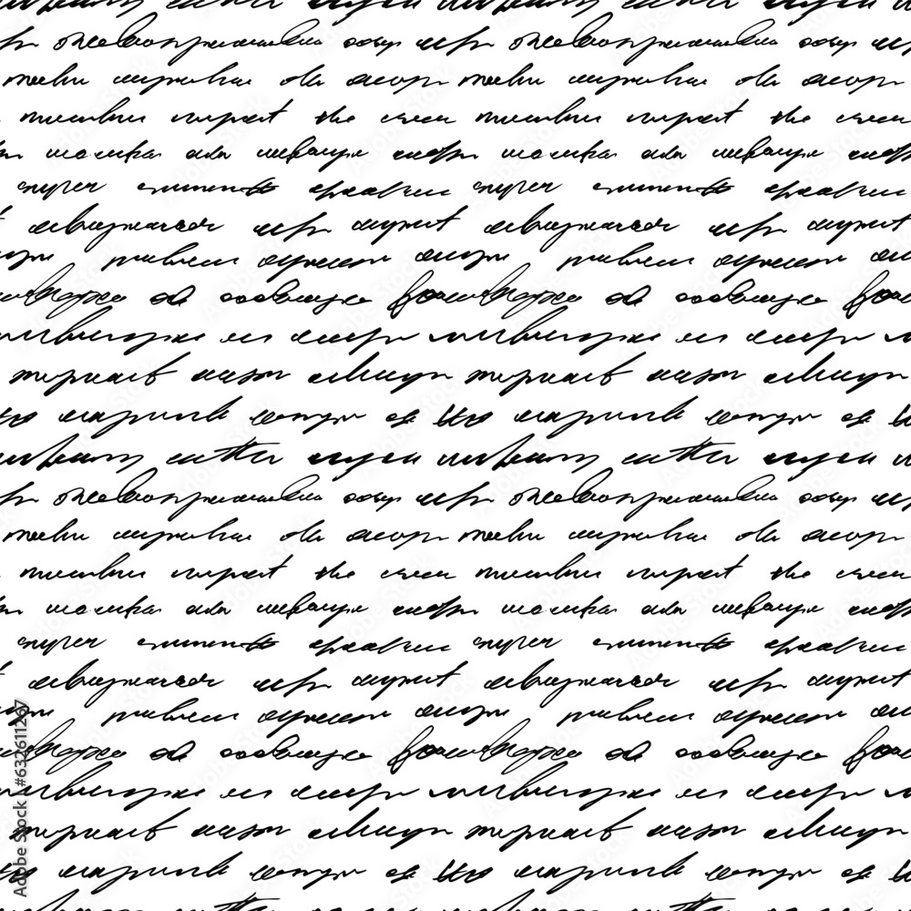 Fototapete illegible, unreadable handwritten text seamless pattern. cursive english text written by a pen or sm