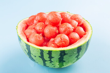 Fresh watermelon slices in a round shape