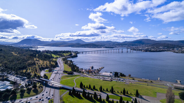Aerial picture of Tasman bridge