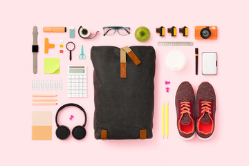 What's in my backpack, back to school flat lay
