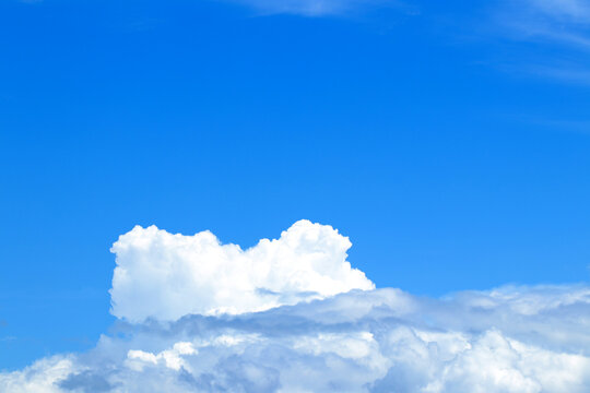 夏の澄んだ青空と白い浮き雲とのコントラストがはっきりした背景画像