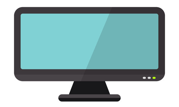 Widescreen monitor. Vector flat illustration. Vector clipart isolated on white background.