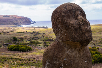 Tukuturi, der kniende Moai Moai, Rano Raraku, Rapa Nui, Osterinsel