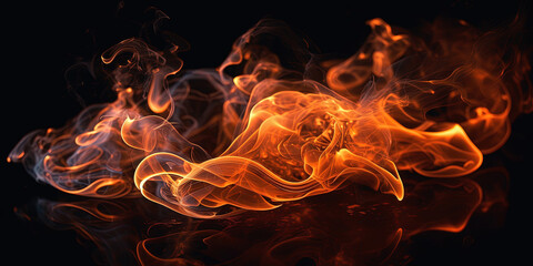 Orange Color Neon Liquid Smoke Very Detailed Abstract Background AI Generative