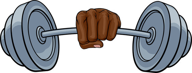 Weight Lifting Fist Hand Holding Barbell Concept