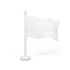 Cartoon stylized white flag isolated on a white background. 3d illustration