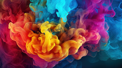 Fototapeta premium Abstract Art of floating Liquid Smoke Rainbow Colored Background AI Generative