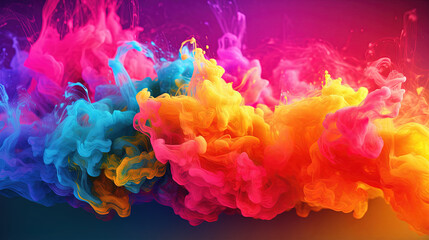 Fototapeta premium Abstract Art of floating Liquid Smoke Rainbow Colored Background AI Generative