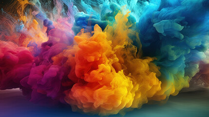 Fototapeta premium Abstract Art of floating Liquid Smoke Rainbow Colored Background AI Generative