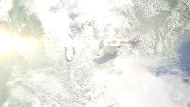Zoom in from space and focus on Troy, Michigan, USA. 3D Animation. Background for travel intro. Elements of this image furnished by NASA