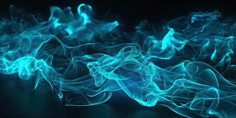 Obraz premium Neon Liquid Smoke Cyan Color Very Detailed Abstract Background AI Generative