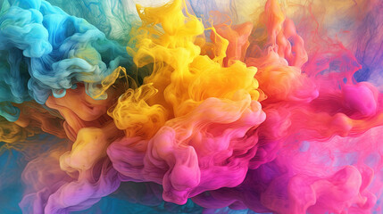Fototapeta premium Rainbow Colored Dense Liquid Paint Smoky and Foggy Background AI Generative