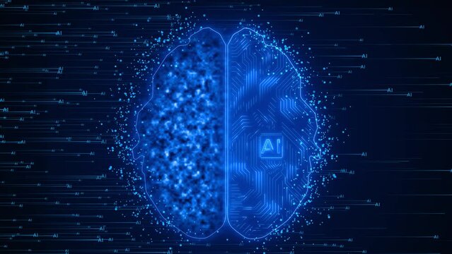 Artificial Intelligence Quantum Computer Technology digital brain bid data deep learning machine. Brain scan. Thinking process. IoT Internet of Things. AI learning development. Cyber smart brain.