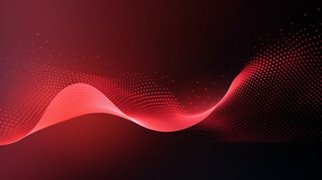 Abstract dot red wave pattern screen gradient background, technology and science concept. AI generative.