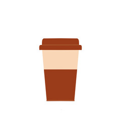 Animated vector illustration icon of a paper cup in cream brown color