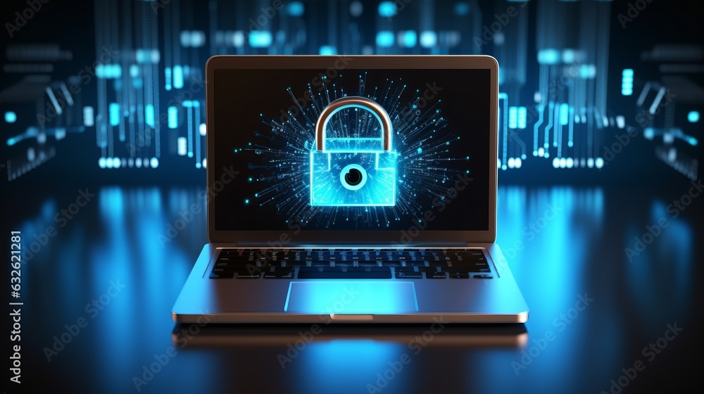 Poster cybersecurity and data privacy illustration. ai generative.