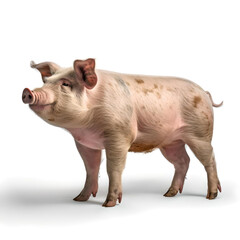 pig isolated on a white background, generative ai, 