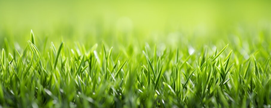 Green lawn with fresh grass outdoors. Nature spring grass background texture. Generative AI