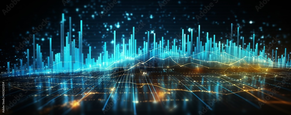 Aufkleber illustration of a market chart business data graph diagram, stock statistics data hologram. generati