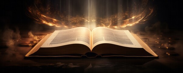 Shining Holy Bible. AI generative.
