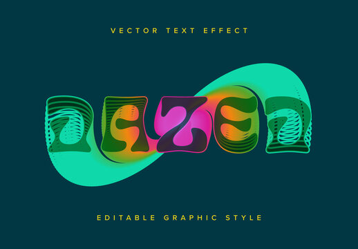 Colourful and Warped Text Effect Mockup