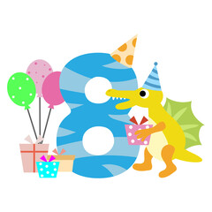 Obraz na płótnie Canvas Happy Birthday dinosaur Clipart. party dino