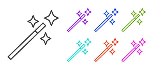 Black line Photo retouching icon isolated on white background. Photographer, photography, retouch icon. Set icons colorful. Vector