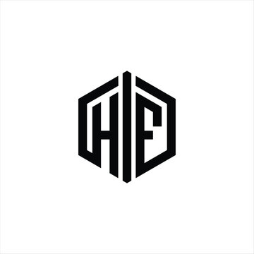 recommend clip art: HF Letter Logo monogram hexagon shape with connect outline design template