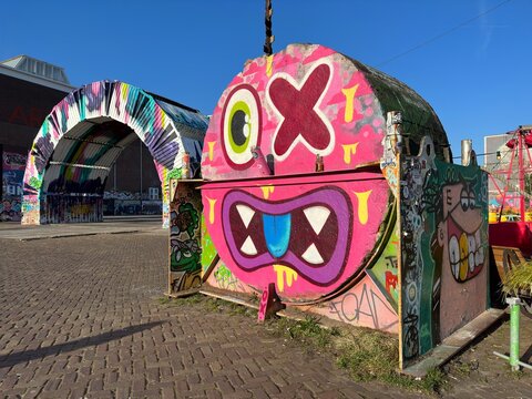 AMSTERDAM - MARCH 2: Graffiti on NDSM-werf walls